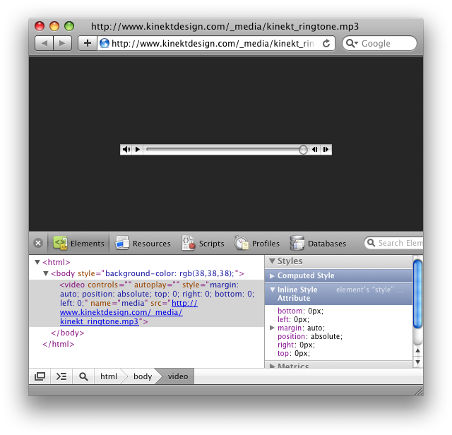 Screenshot of one of Safari's debug features showing off a really cool CSS trick